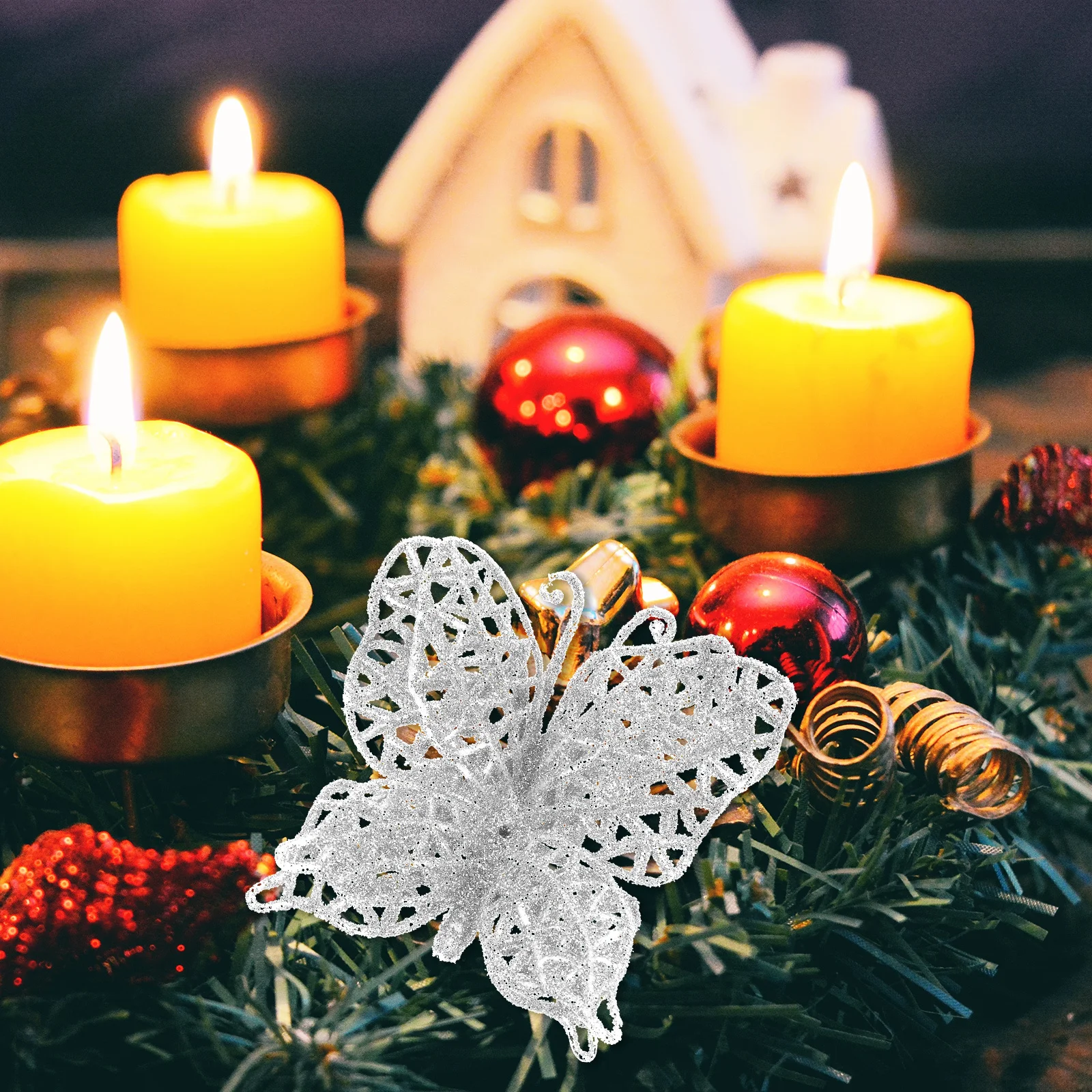 

24Pcs Wedding Decorations Glitter Hollow Butterfly Christmas Tree Ornaments Artificial Butterflies DIY Christmas Tree Butterfly