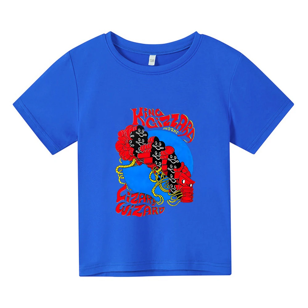 

King Gizzard & The Lizard Wizard Cute Graphic T-shirt 100% Cotton Summer Soft Tee-shirt Kawaii Cartoon Boys and Girls Tshirts