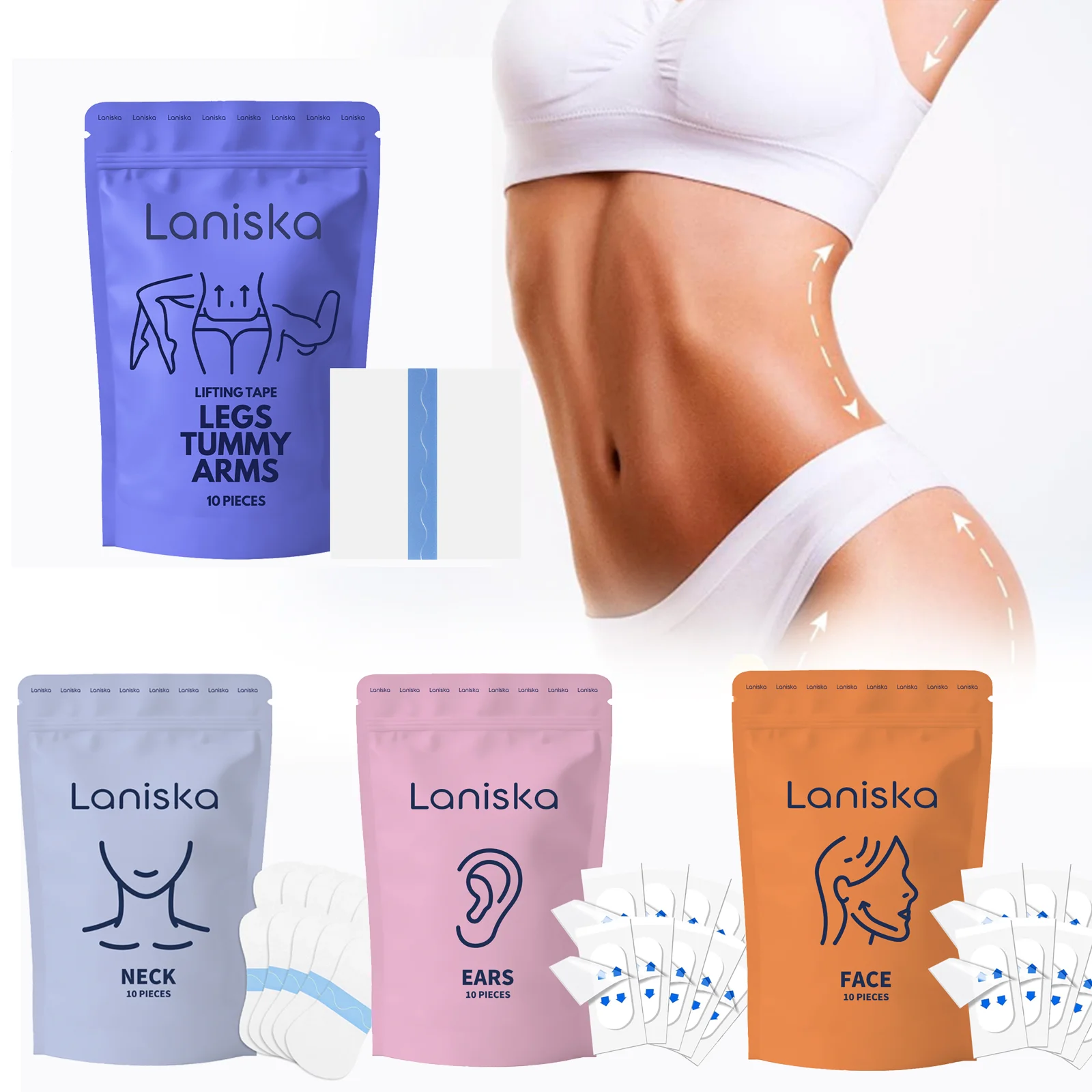 

10pcs Invisible Body Facial Liftting Stickers No Trace Thigh Tapes Anti-Wear V Shape Disposable Neck Double Chin Liftting Tapes