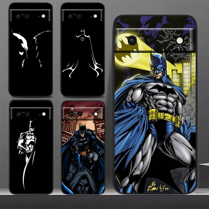 Custodia per telefono supereroe Black Batman per Google Pixel 9 8 7 Pro 6 Pro 6A 5A 5 4 4A XL 5G Cover morbida nera Fundas