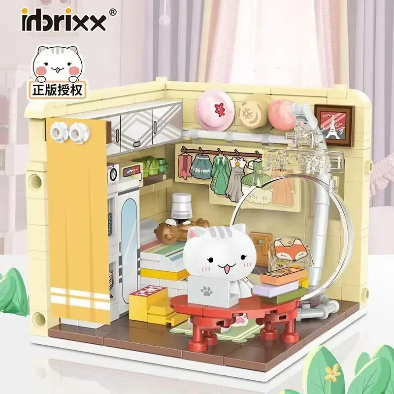 Creative Cute Cats House Building Blocks, Anime City Street Scene Decoration Kumamoto Bear DIY Puzzle Toys Girl Gifts