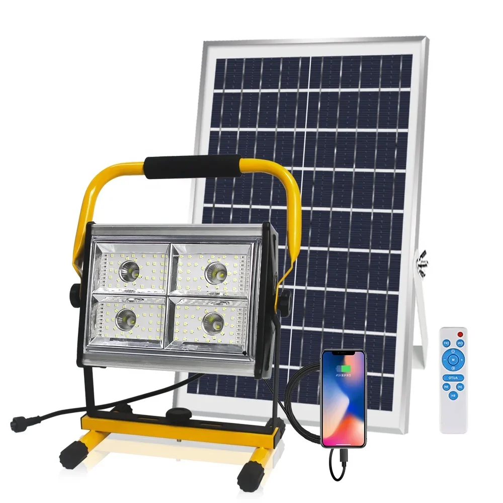 Portable Outdoor Camp Wisth Panel 100watts Foldable Solar Camping Lights