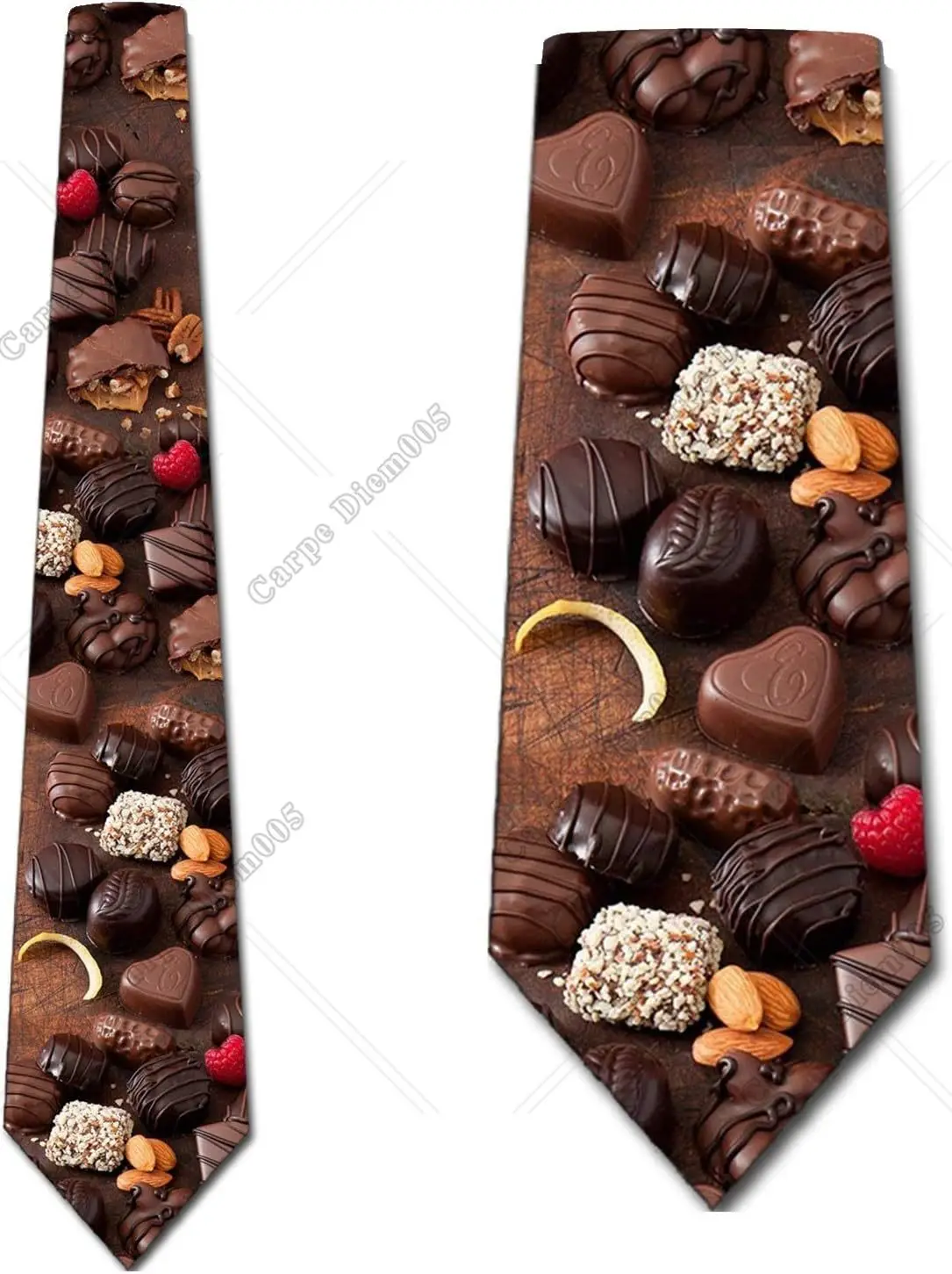 Candy Sweet Chocolate Ties Mens Valentines Day Chocolate Candy Necktie Food Pattern Ties Print