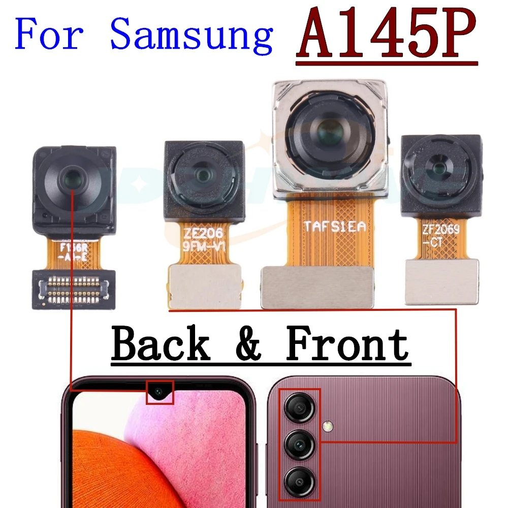 Rear Front Camera For Samsung Galaxy A04 A14 A045 A145 Frontal Selfie Facing Main Back Wide Camera Module Flex Cable Parts