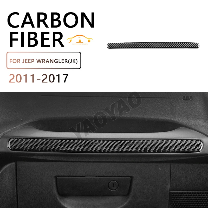 

Car Interior Accessories For Jeep Wrangler JK 2011-2017 Carbon Fiber Co-pilot Glove Box Trim Strip Cover Sticker