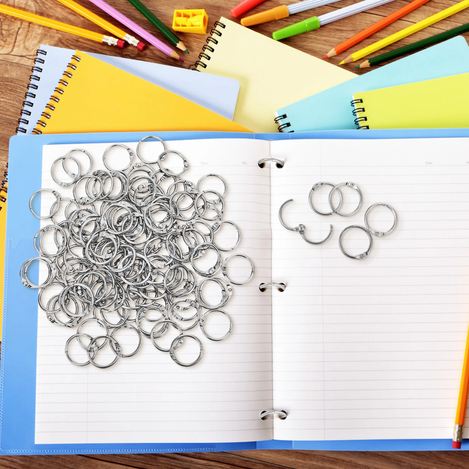 

120pcs Book Ring Card Rings # Inner 20mm Silver D-shaped Binder Supplies Loose Leaf Notebook Discs Planners Binding