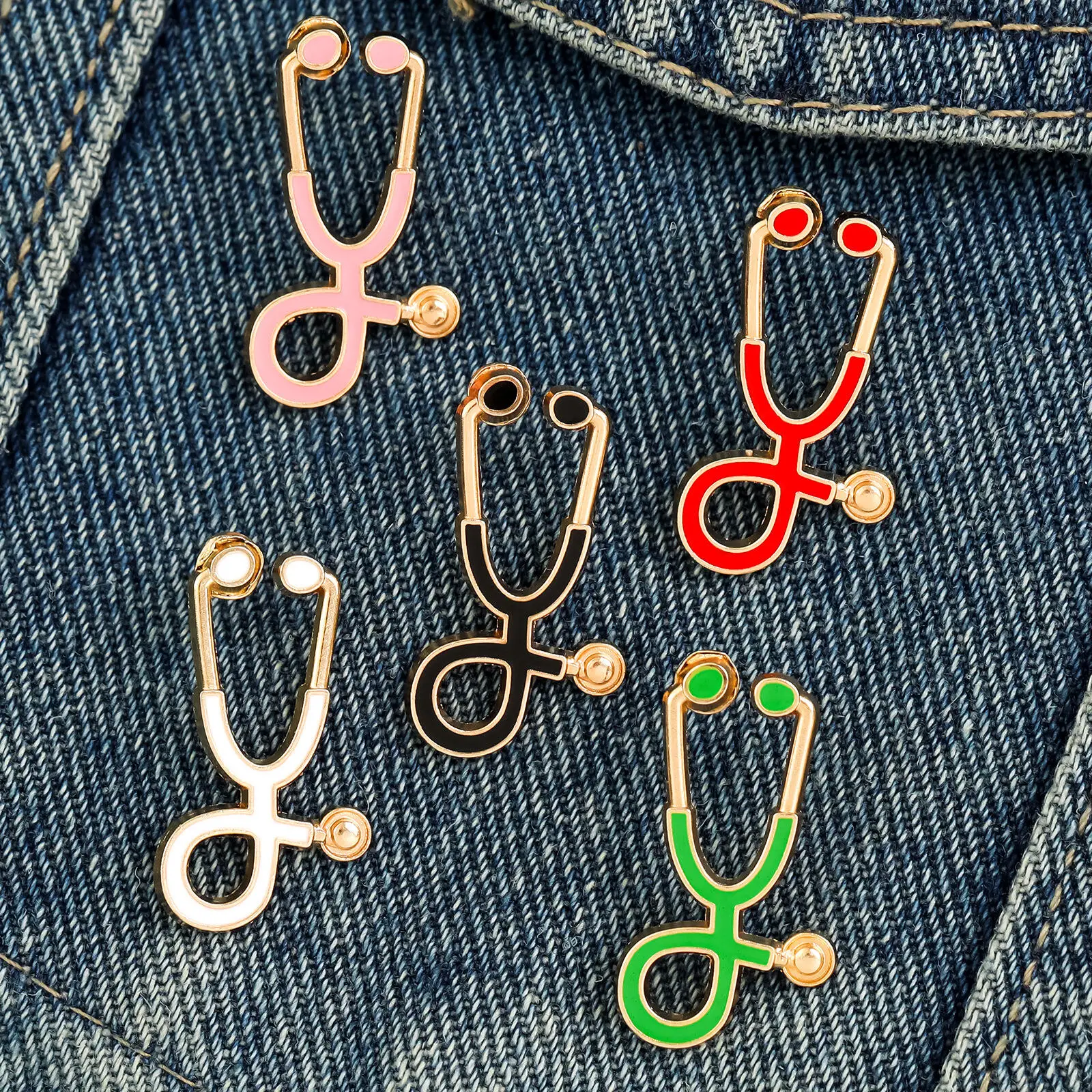 Stethoscope Brooch Pin for Nurses Doctors, Colorful Enamel Alloy Medical Jewelry, Scrubs Coat Badge Gift