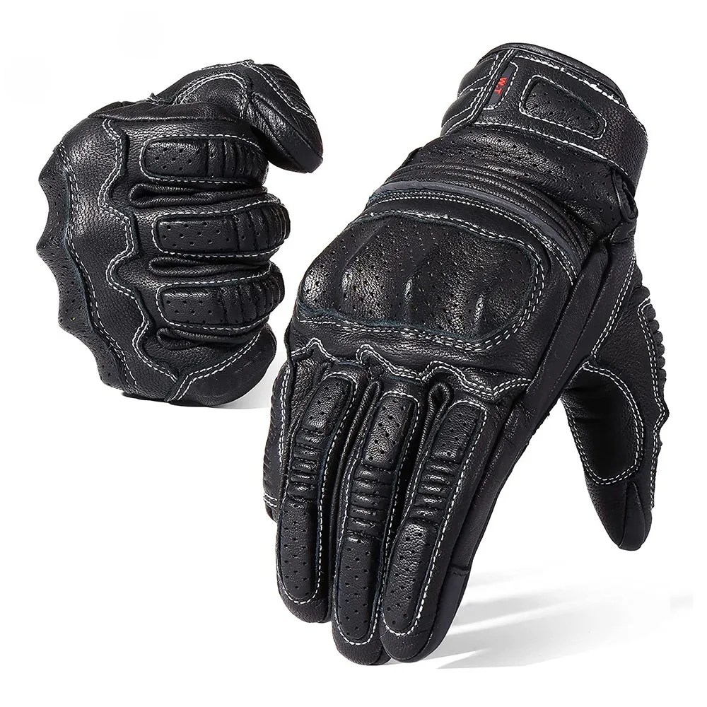 

Motorcycle Gloves Joint Protection Leather Gloves Sheepskin Material Retro Knight Gloves Wear Resistant Guantes Moto XS-XXL