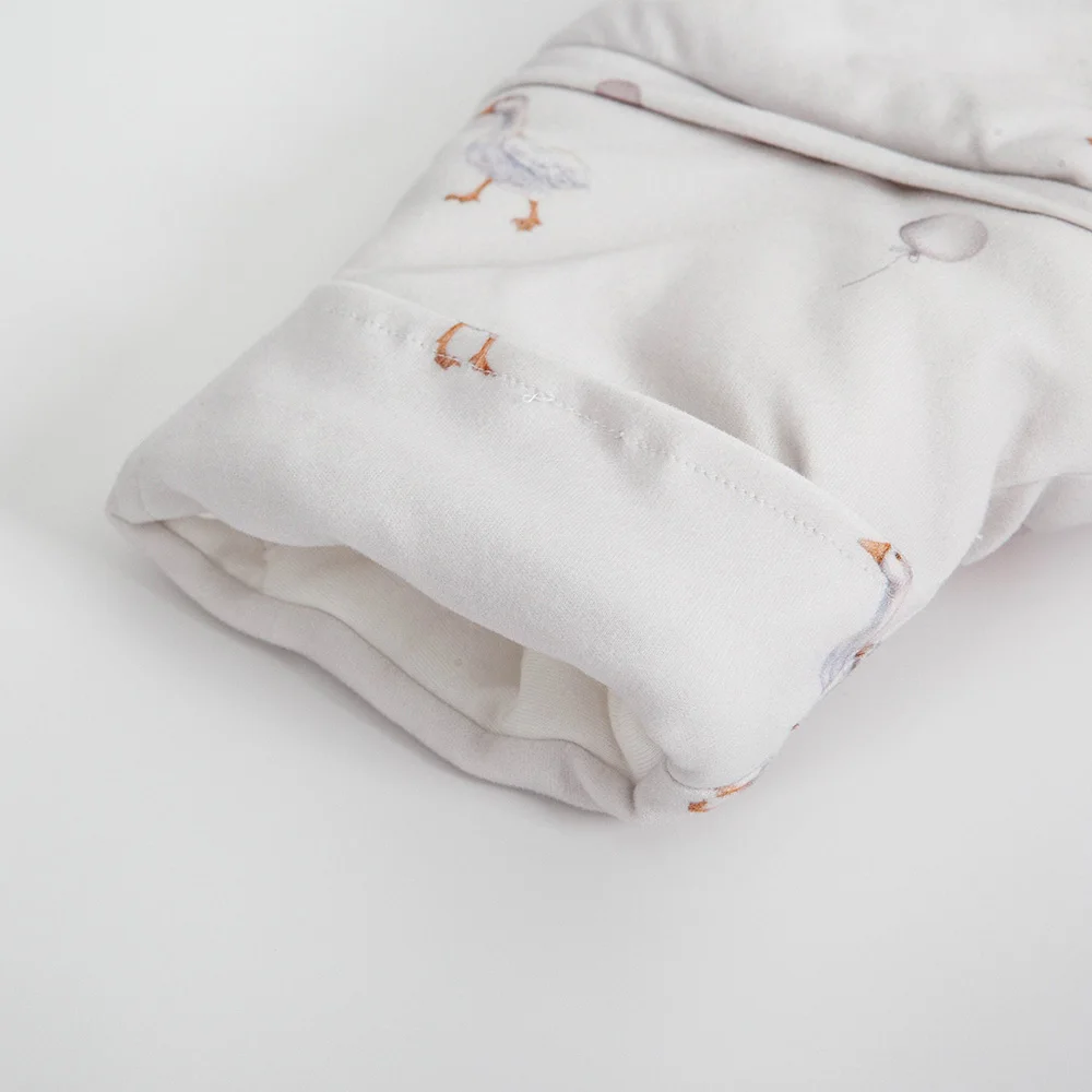 Sleeping Bag For Babies 0-24M Soft Cotton Breathable 2-Ways Zipper Cute Animal Print Baby Sleeping Bag With Removable Sleeves