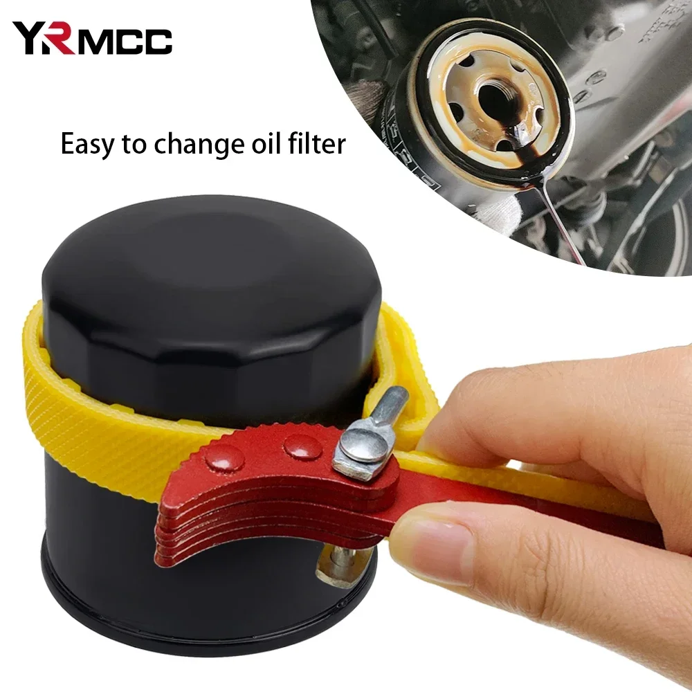 2PCS Adjustable Belt Wrench Oil Filter Wrench Multi-Purpose Anti-slide Chain Jar Lids Cartridge Disassembly Tool Automotive Tool