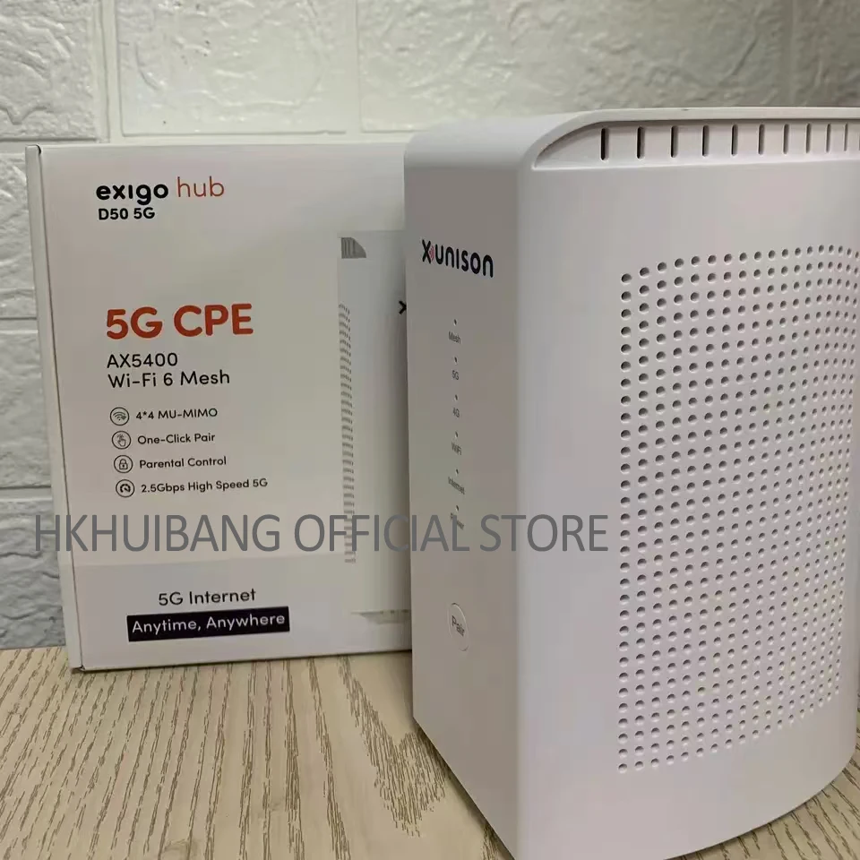 XUNISON 5G CPE Exigo Hub D50 WiFi 6 AX5400 Modem 5G 4G LTE Mesh Wi-Fi Openwrt Router With Sim Card Slot