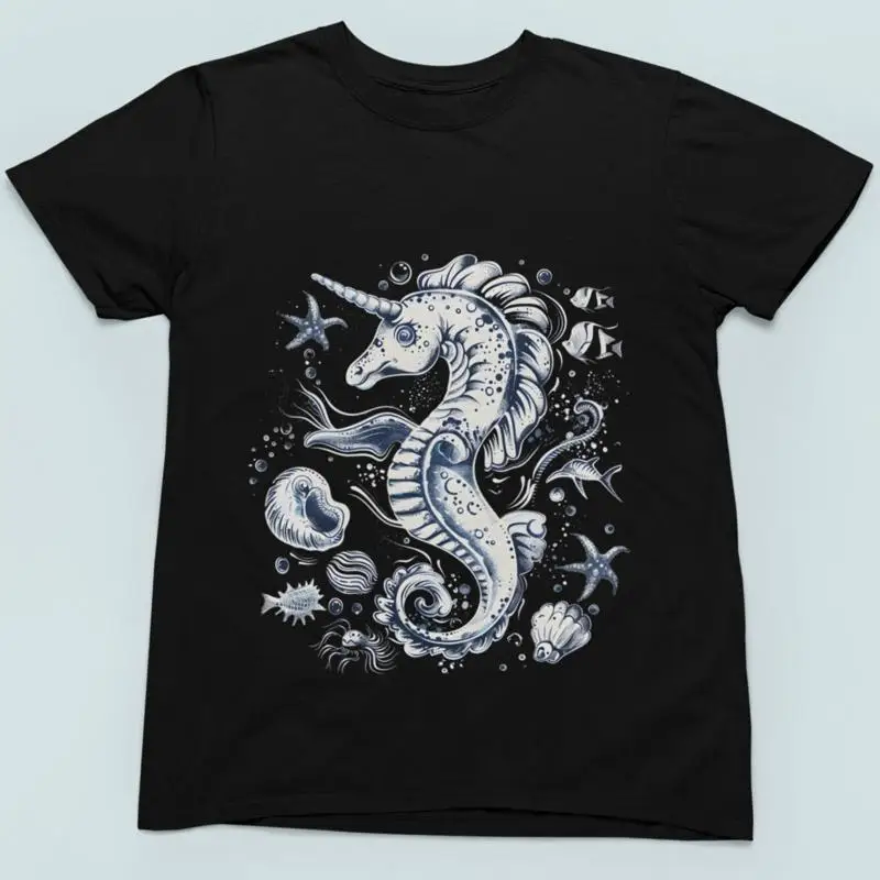 خمر 90S الوشم البحر الحيوان تي شيرت الرجعية المحيط الطبيعة Sealife