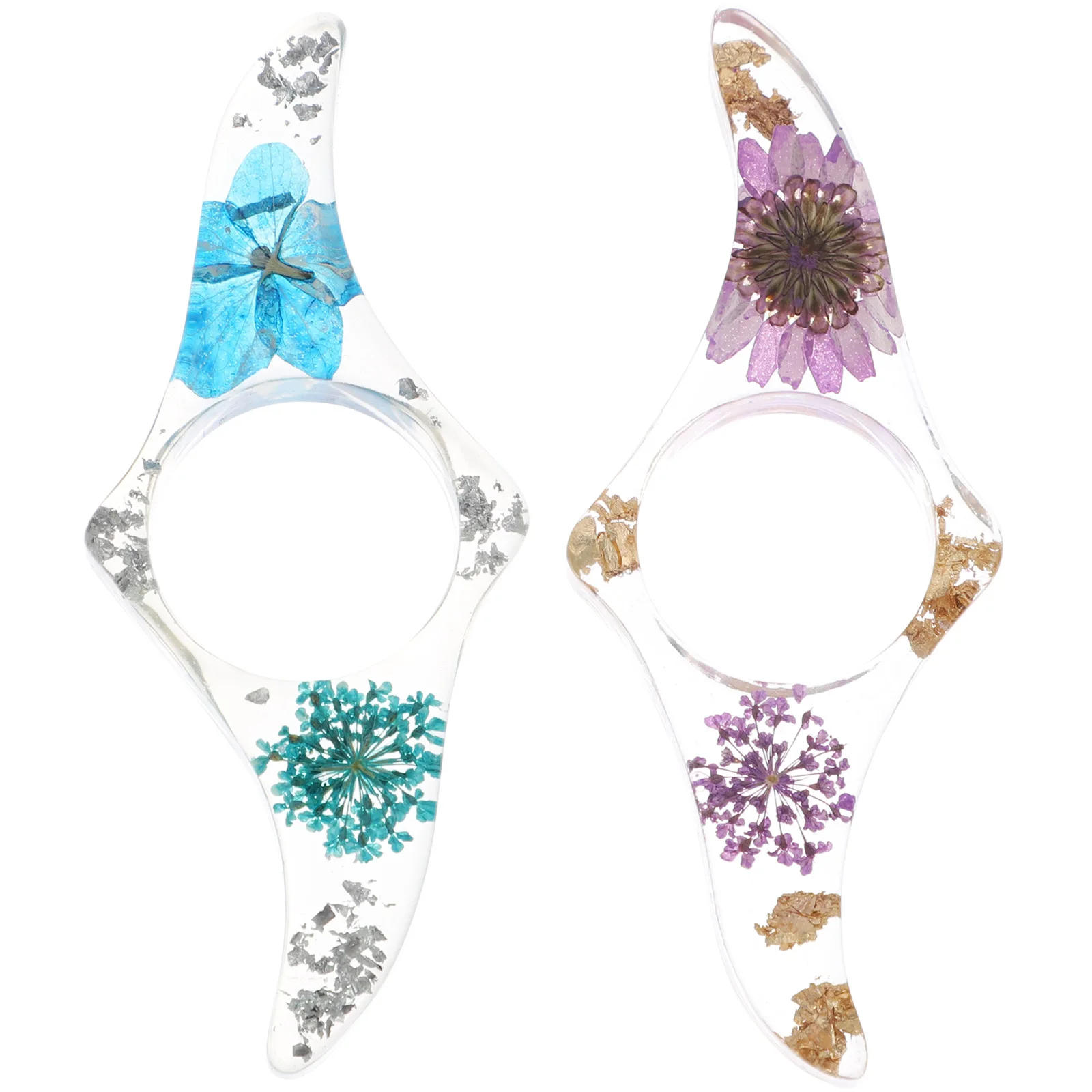 2Pcs Buch Seite Halter Transparent Blume Daumen Ring Praktische Lesen Zubehör Seite Drücken Unterstützung