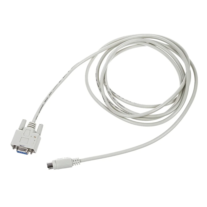ABVO-6X DB9P To 8P Mini Din RS232 Download Cable White 8.2 Ft For PLC DVP-EH