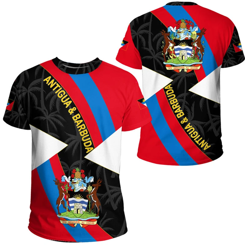 Antigua And Barbuda Flag Map 3D Printed T Shirt For Men Clothes Fashion Male T-Shirt National Emblem Tshirt Independence Day Tee