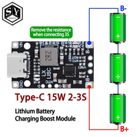 Type-C USB 2S/3S BMS 15W 8.4V 12.6V 1.5A Lithium Battery Charging Boost Module With Balanced Support Fast Charge With Indicator