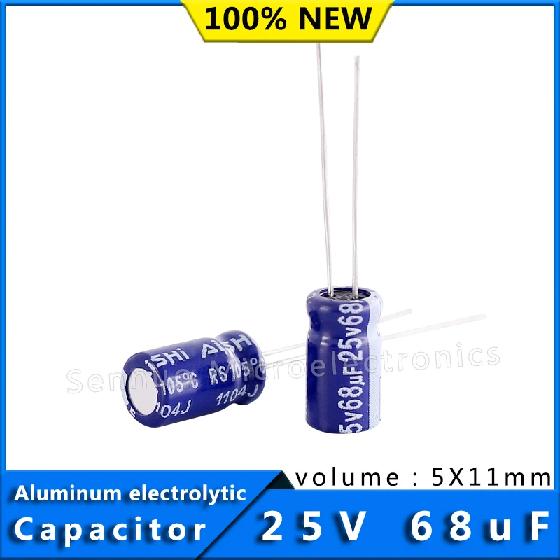 10/Pcs 68uf 25v 105 degrees celcois 5X11 High Frequency Low Resistance Aluminum Electrolytic Capacitor 25V 68uF 5*11mm