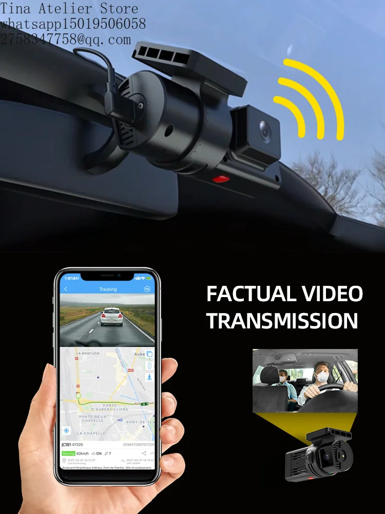 JC181 Mini Dual Dash Cam 4G DVR WiFi USB Rotatable Car Cam=era 1080P G=PS Event Video G-Sensor Fuel Cutoff