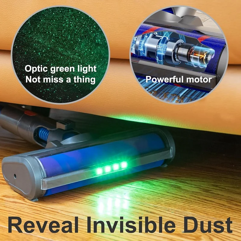 For Dyson V7 V8 V10 V11 V15 Vacuums Attachments Soft Roller Hardwood Floor Brush With LED Dust Light Low-Reach Adapter