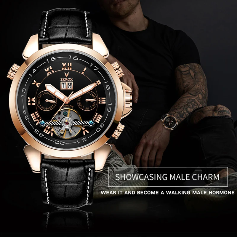 

SKROX Tourbillon Multifunctional Automatic Movement Man Watch Military Mechanical Wrist Watches High-End Luxury Men's Clockwork