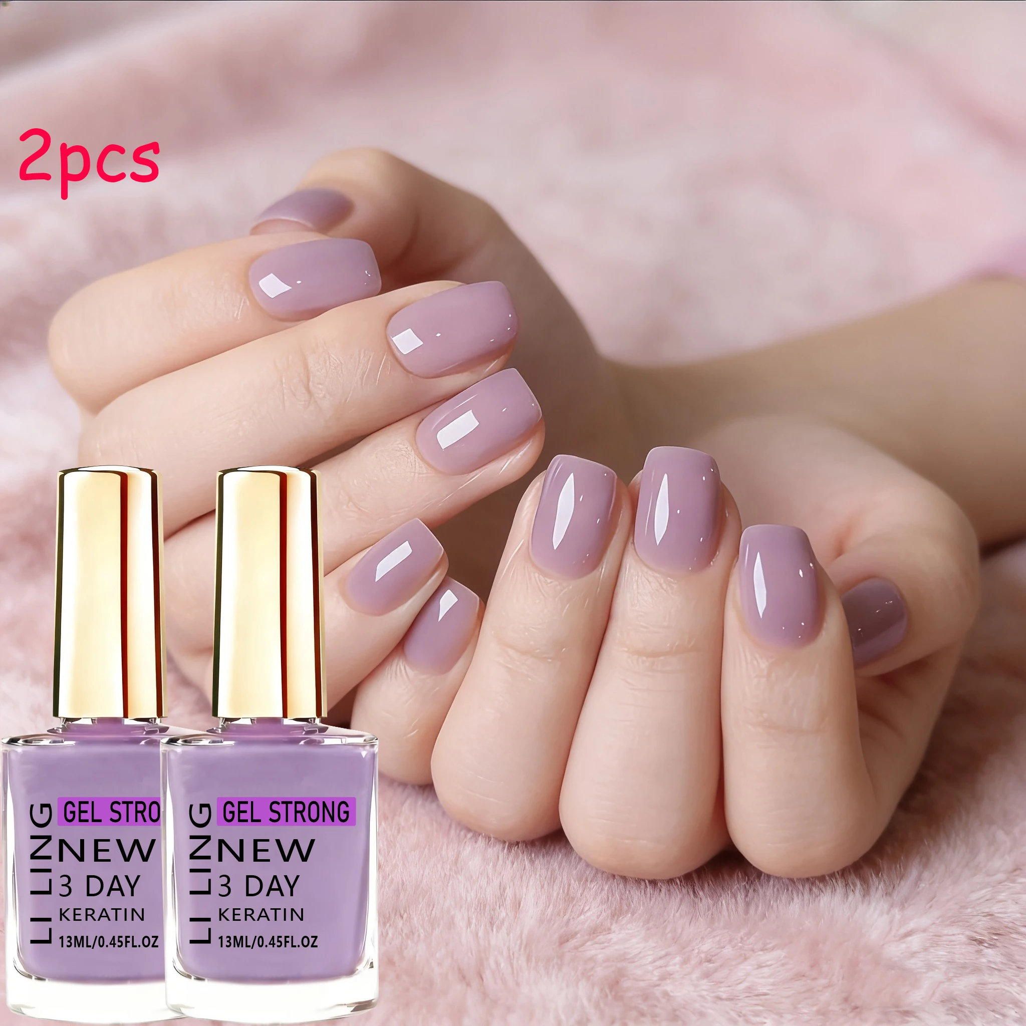 2PCS Icy Sheer Light Purple Nail Hardener- New for Spring/Summer-Air Dry, Fast Manicure, A Must-Have for Nail Lovers.