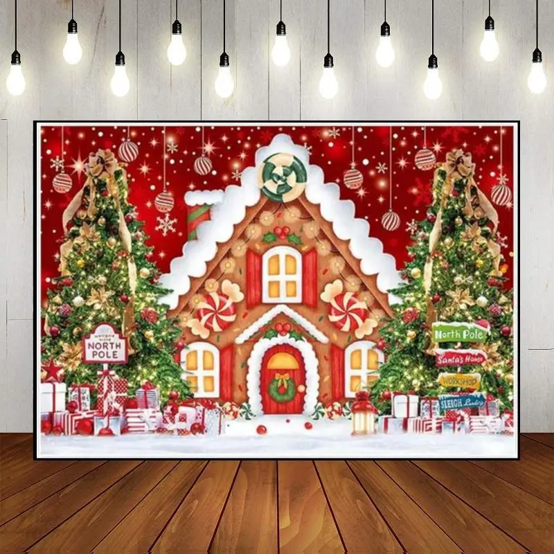 Merry Christmas Xmas Tree Background Fireplace Custom Birthday Backdrop Holiday Family Photography Backdrops Decor Photo Santa