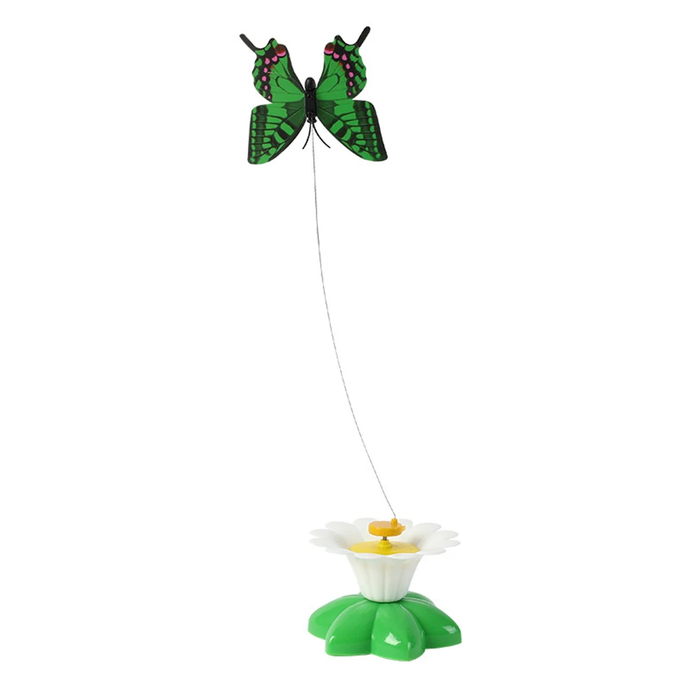 Juguete giratorio automático inteligente para gato, divertido juguete con pájaros voladores, mariposas y flores frescas, 1 piezas