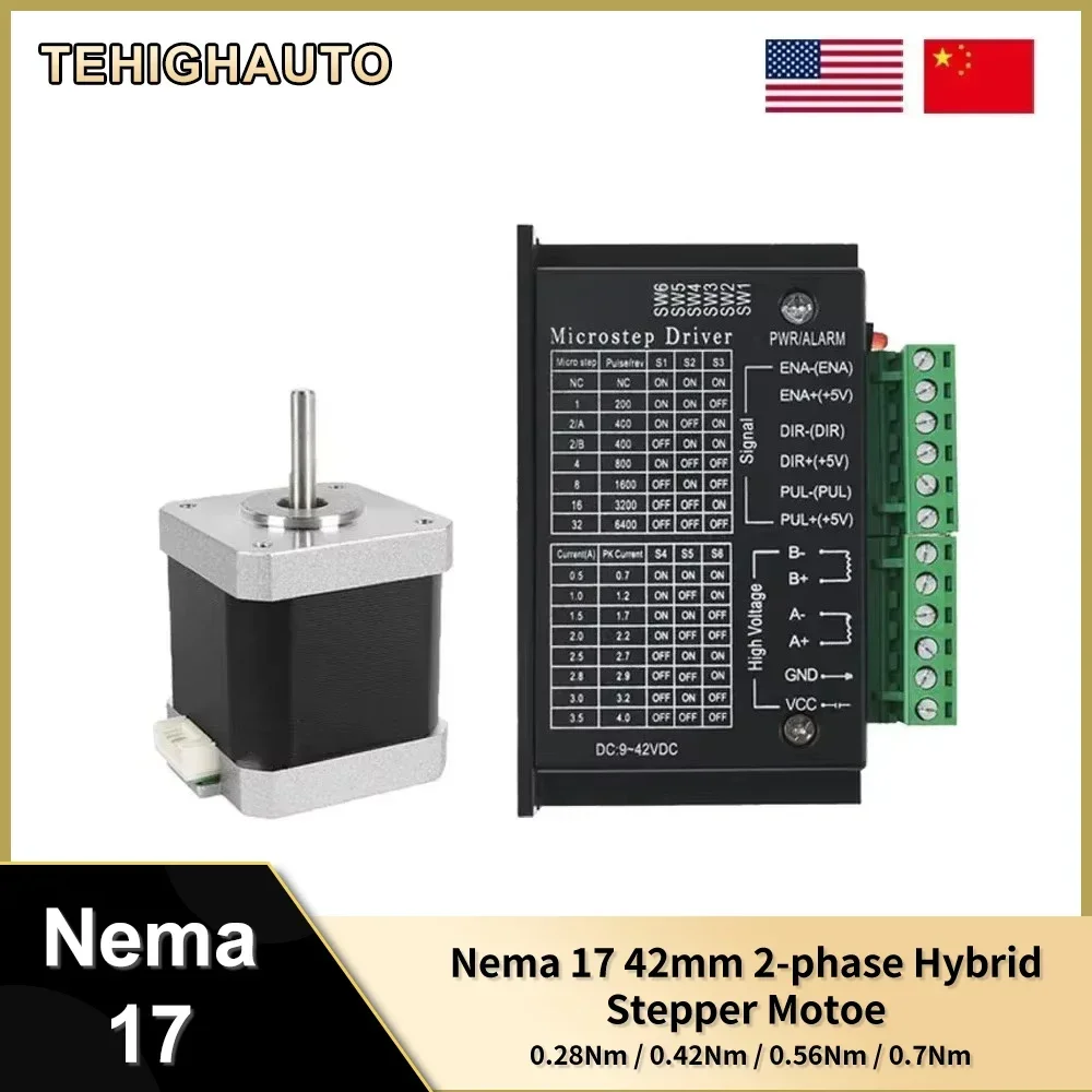 

Nema17 Hybrid Open-loop Stepper Motor 34/40/48/60mm Length 4-Lead 2PH 0.28/0.42/0.56/7Nm for 3D Printer CNC Machine Tools Laser