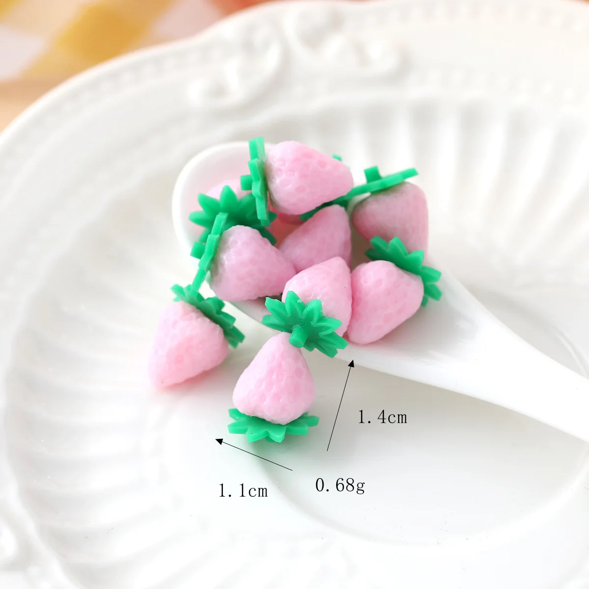 Kawaii Mini Harz Simulation Erdbeere Zubehör Dekoration Miniatur Handwerk Material Verschönerung Cabochon 20 teil/los – Detail 5