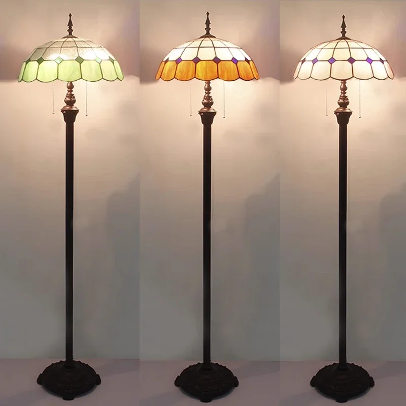 Tiffany Led Floor Lamps Vintage Turkish Mosaic Lamp Floor Lights Stained Glass Standing Light for Bedroom Living Room Home Decor