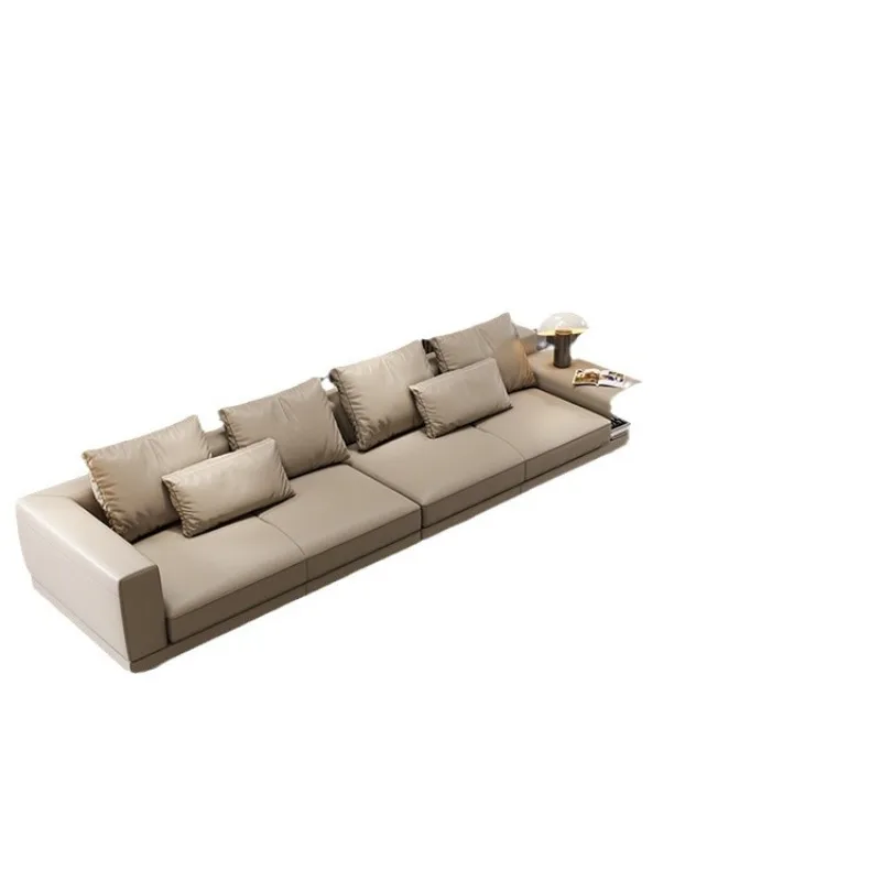

Leather sofa, Italian minimalist first-layer cowhide sofa, living room straight-row sofa