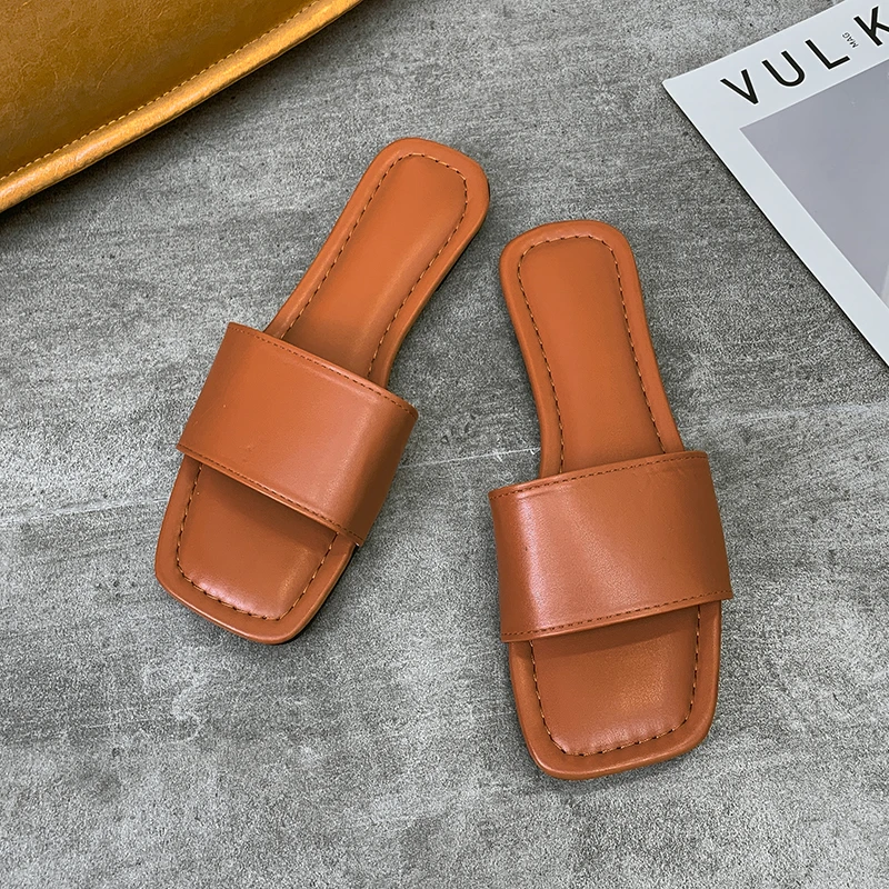 Zapatillas de mujer, chanclas de marca de verano, zapatos planos informales con punta abierta, sandalias de ocio, chanclas de playa para mujer, zapatillas de talla grande 35-41