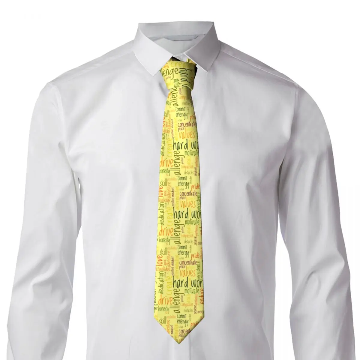 Letters Word Art Tie Motivational Words Wedding Polyester Silk Neck Ties For Man Accessories Shirt Printed Cravat