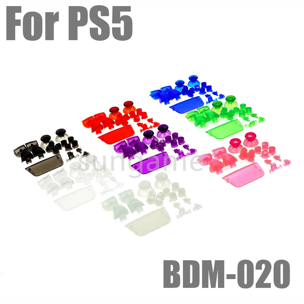1set L1 R1 L2 R2 D-pad Transparent Colorful Buttons Kit Joystick Caps Replacement For PS5 V2 2.0 BDM-020 Controller Gamepad