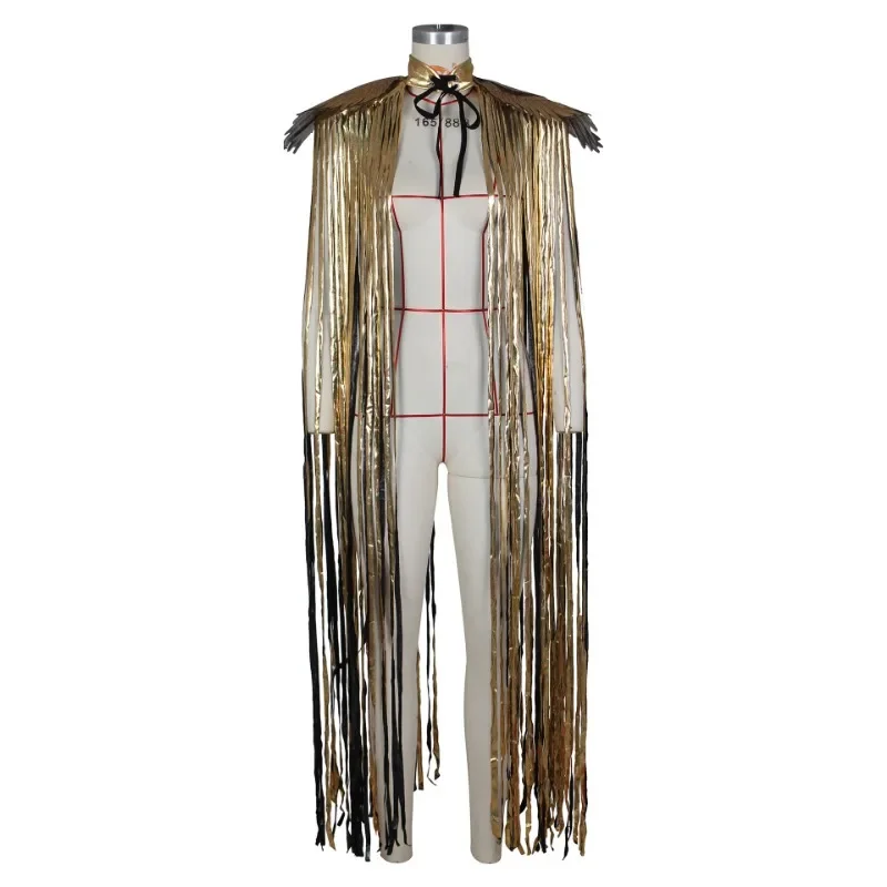 CPSYMYM Gothic เลื่อม Fringe พู่ปีก Cover Ups Unisex Y2K ชุดคอสเพลย์หมวก Streetwear Beach Party Shawl Cloak