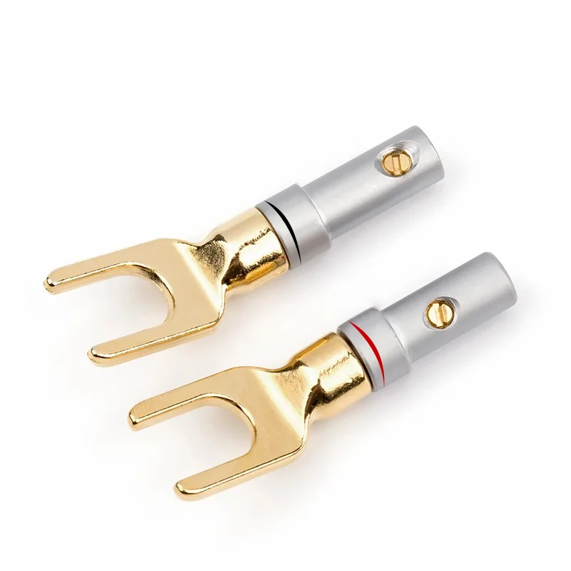 10Pcs Y/ U Type Speaker Banana Plugs Audio Cable Wire Connector Screw Lock Fork Spade Plug Banana Connectors