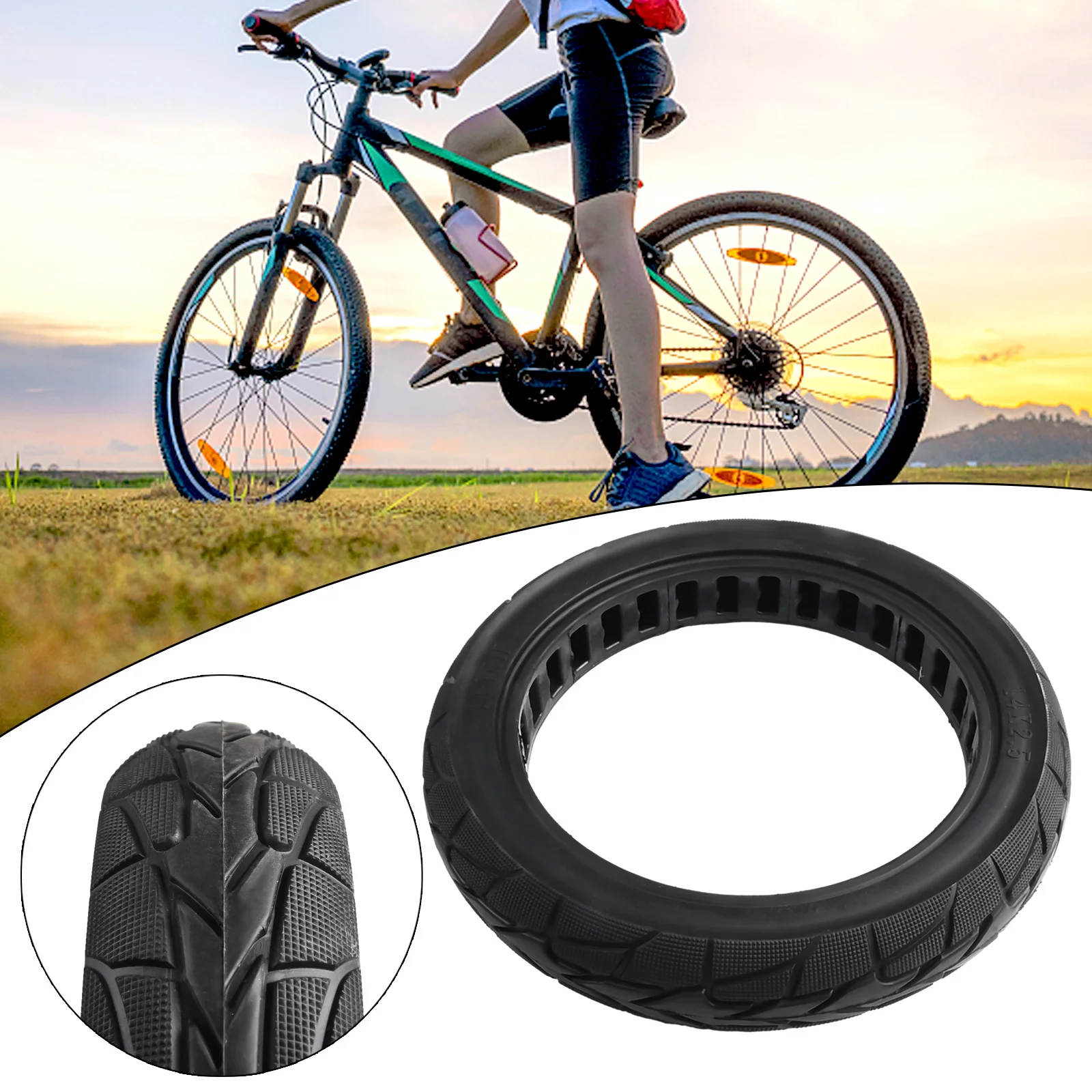 

Ebike Solid Tyre 14 Inch 14x2.50 Solid Tyre Rubber For Electric Bike 2.50-10 Tire Electric Bicycle Accessories