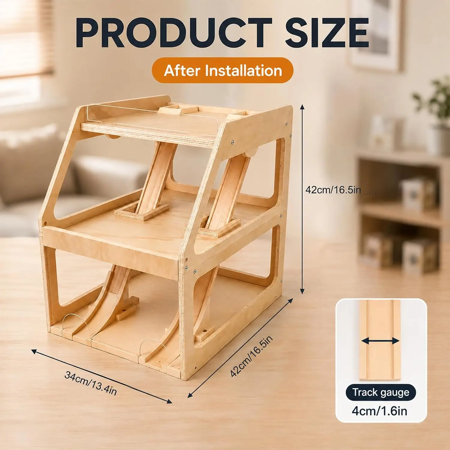 3-Level Wooden 1/64 Model Car Display Rack, Parking Garage Storage Organizer