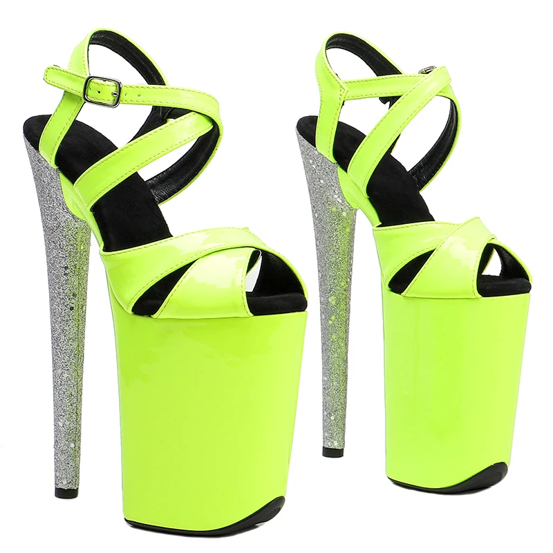 Leecabe 23CM/9inches Shiny patent PU upper  glitter High Heels Platform Sandals party stripper heel Pole Dance shoes