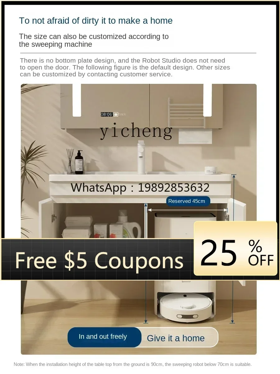 Stainless Steel Bathroom Cabinet Sweeping Machine Integrated Combination Bathroom Wash Basin Ceramic Whole Washbin