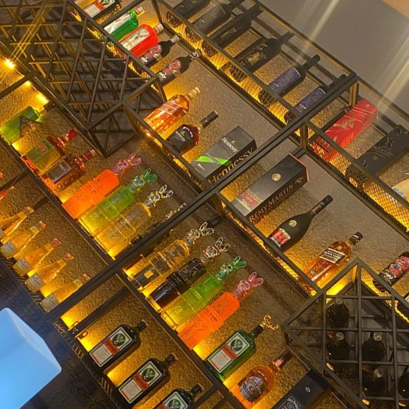 

Storage Lattice Wine Rack Display Modern Single Column Drying Cube Design Wine Cabinet Wall Liquor Bottles Vitrinas Furniture