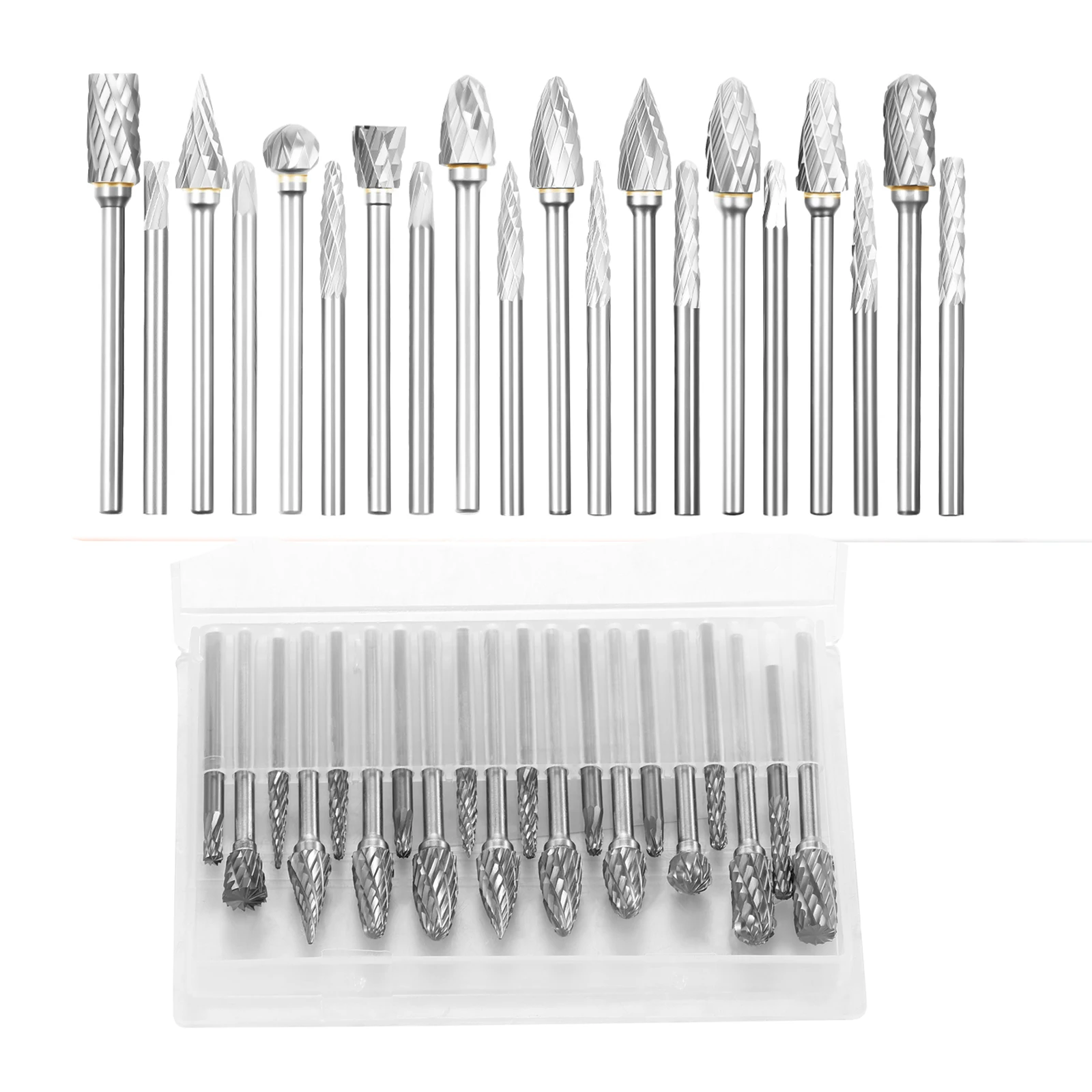 

20 Pcs Carbide Rotary Burr Set Double Cut Carving Rotary Tool Accessories for DIY Woodworking Grooving Reaming Polishing