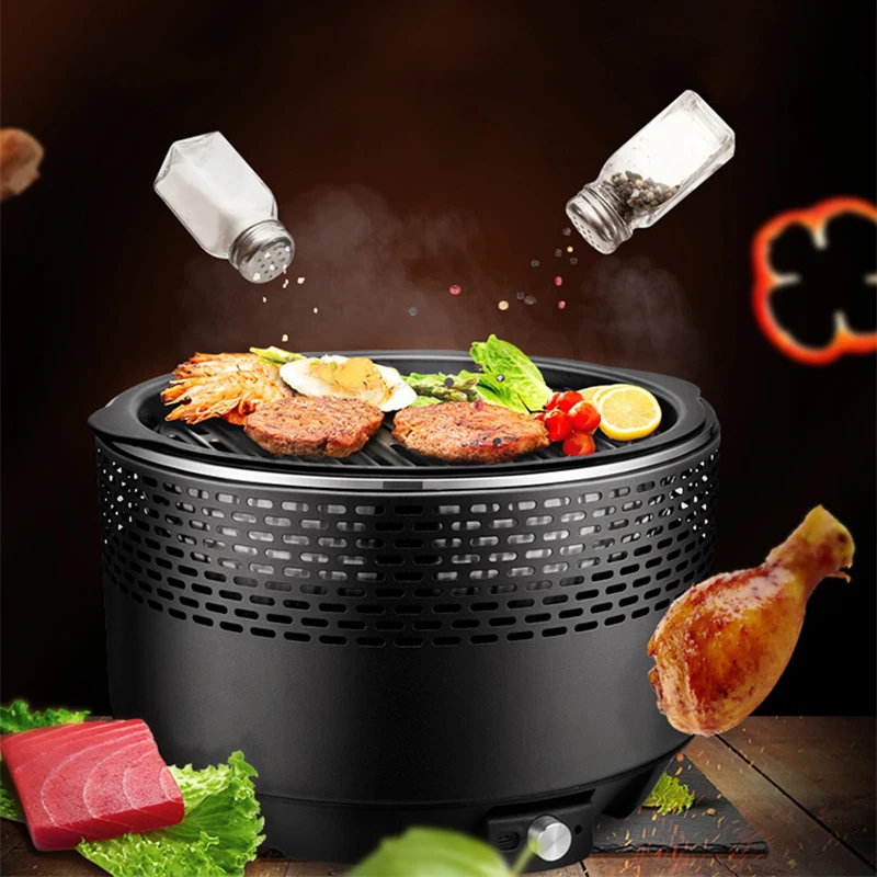 Portable Charcoal Korean BBQ & Hot Pot Combo, Cast Iron Grill Mesh Carbon Stove for Indoor Outdoor Home Camping Barbecue