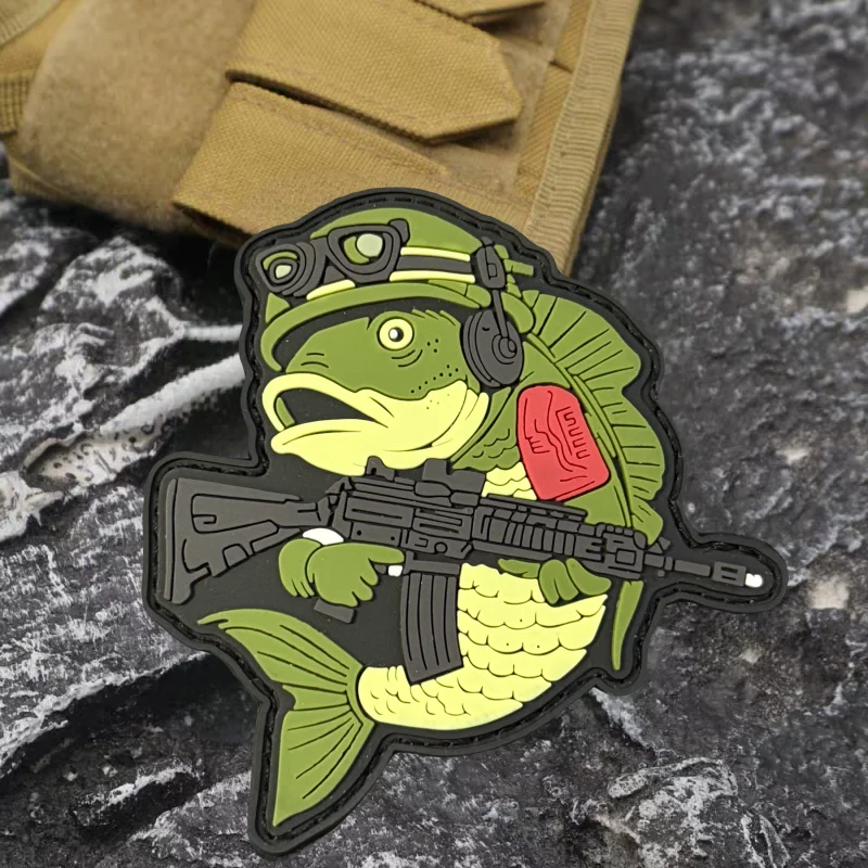 Parche PVC pescado con gancho y bucle para chaleco táctico y uniforme - imagen 5