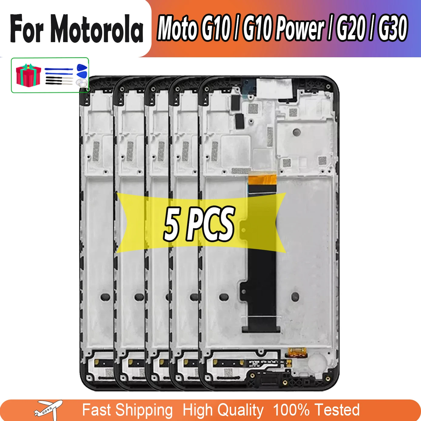 

5PCS LCD For Moto G10 XT2127-2 G20 G30 LCD G10 Power Screen Touch Display Digitizer Assembly Parts Replacement 100% Tested