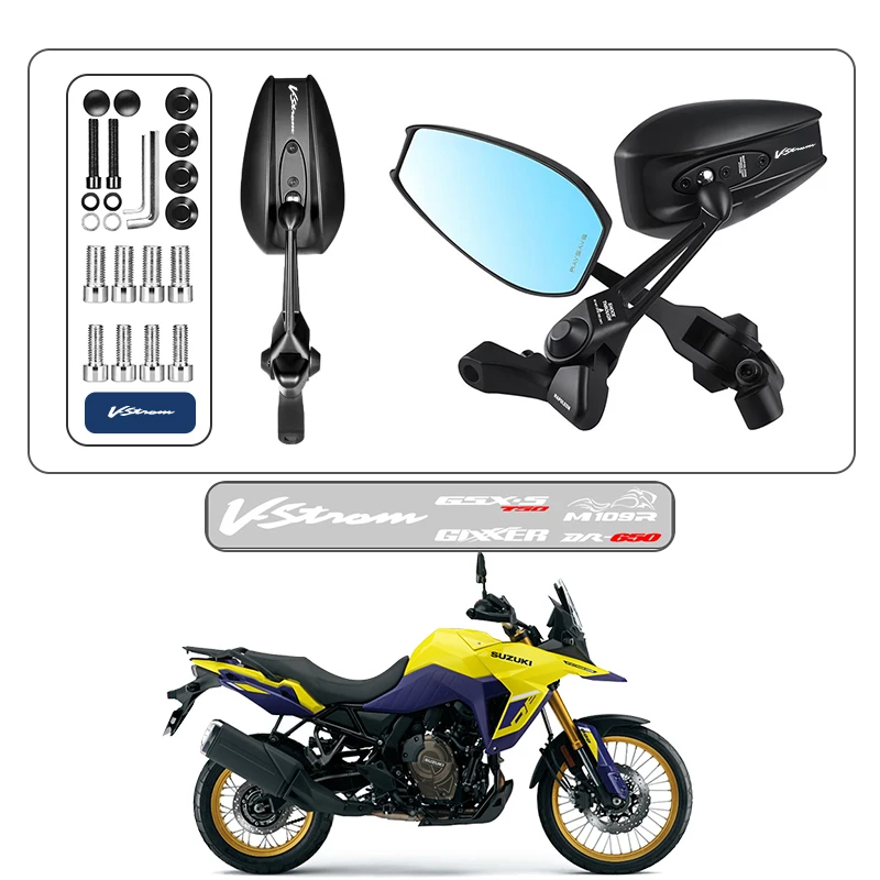 360 °   Espejo retrovisor ajustable para motocicleta, espejo lateral inverso para SUZUKI v-strom GSX-S750 GSX-S1000GT Gixxer DR-650 SV650 M109R