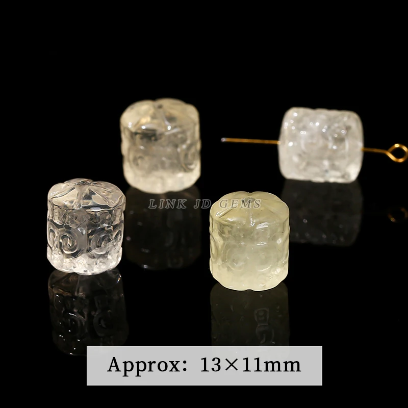Natural Lemon Quartz Citrine Carved Loose Spacer Beads