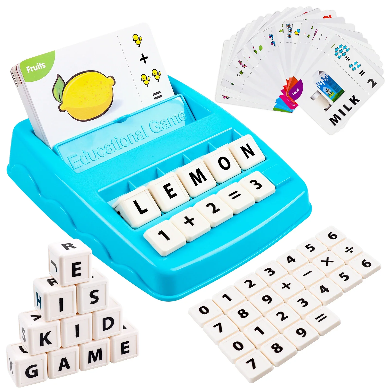 

2 in 1 Learning Toy Letter and Number Games for Early Education Letter Recognition Word Card Spelling Toy Gift Children 3+ Years