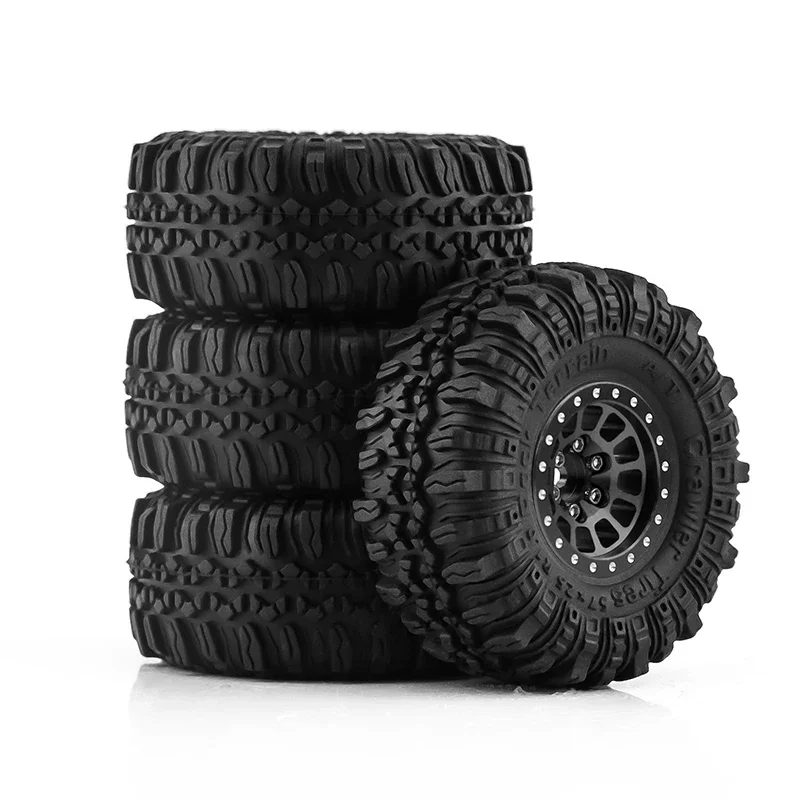 TRX4M 4PCS Metal 1 Inch Wheels with Tires Upgrade Hub Tyre Set for 1/18 RC Crawler Car Traxxas TRX4-M Defender Bronco SCX24 FMS