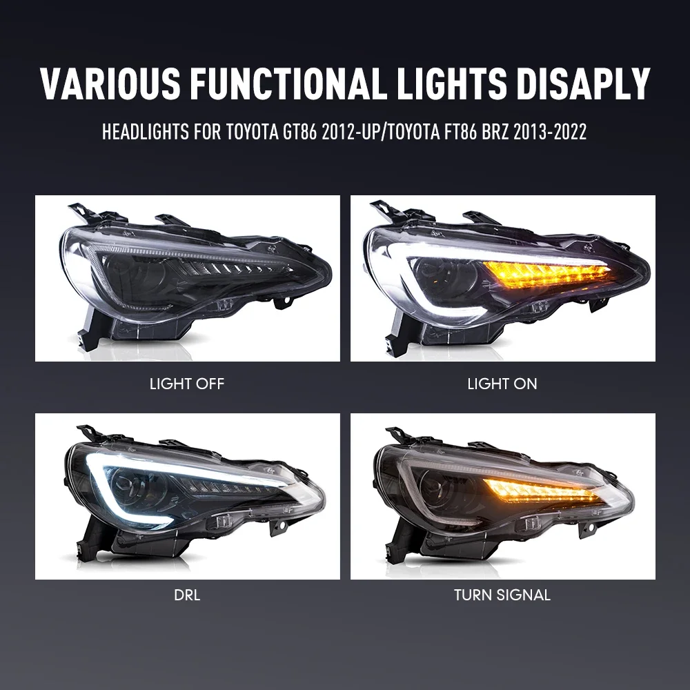 2PCs Auto Styling Kopf Lampe für Toyota GT86 2012-2022 LED Scheinwerfer DRL Tagfahrlicht Signal Lampen auto Zubehör